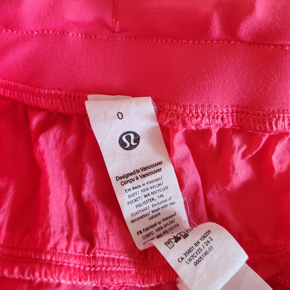 Lululemon Glaze Pink License to Train High Rise Lightweight Nylon Shorts Size 0